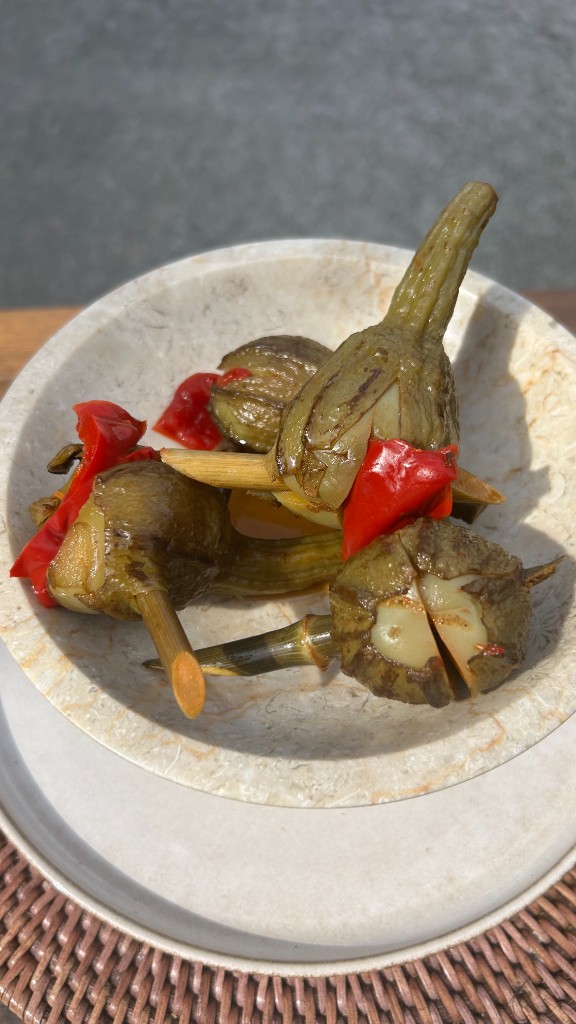 Berenjenas rellenas de pimiento